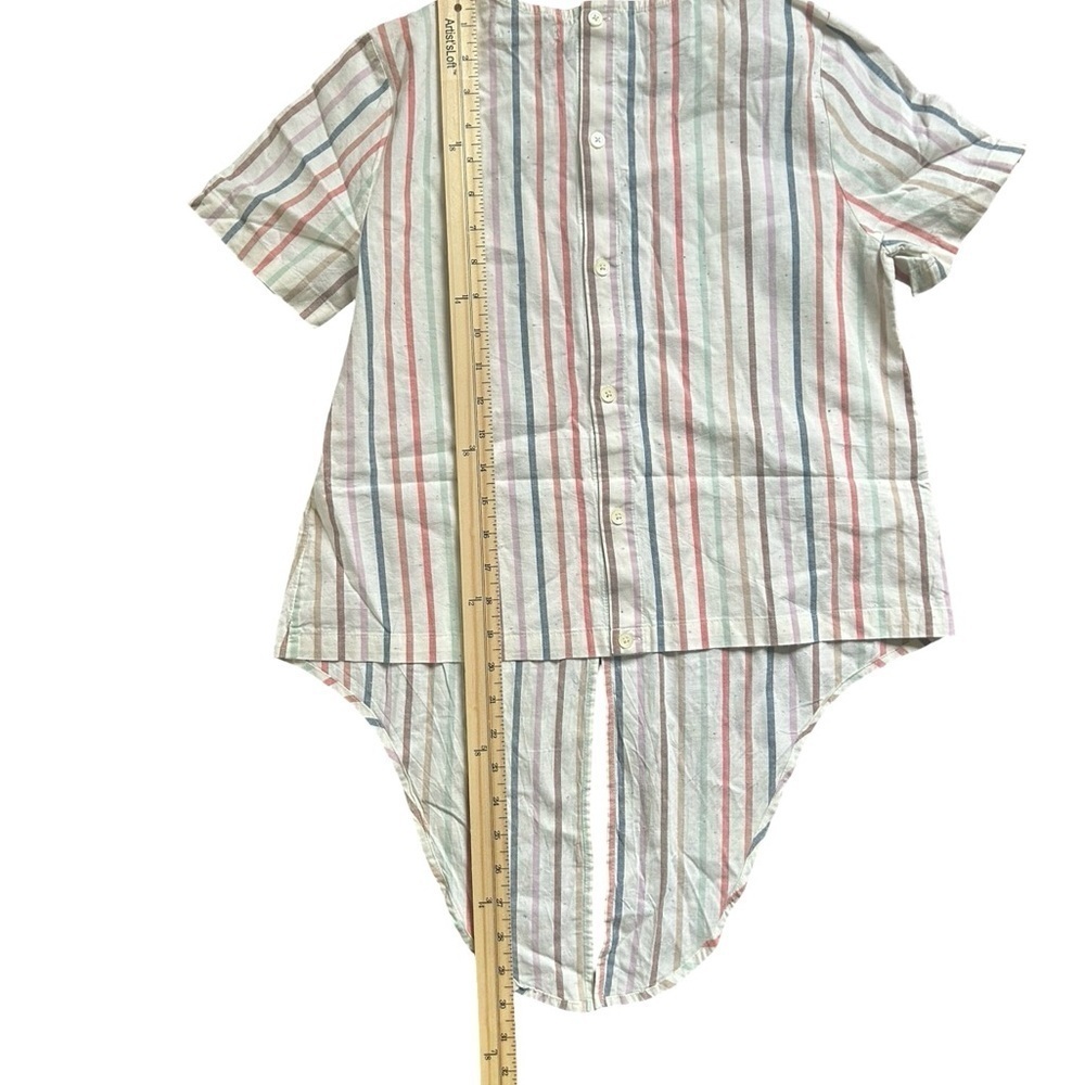 Madewell Rainbow Stripe Front Tie Button Back XS Shirt - Picture 4 of 4